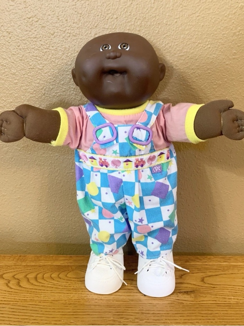 Vintage Cabbage Patch Kids Toddler Baby Doll AA Boy In Train Overalls HM18 1983